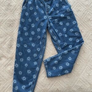Joe Fresh Kids Daisy Print Jeans Size 10/12 Large Elastic Waist